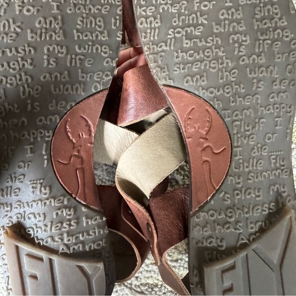 Fly London Sandals Bian flats Leather Sandals Brown strappy gladiator 40 9 9.5 - Picture 6 of 13